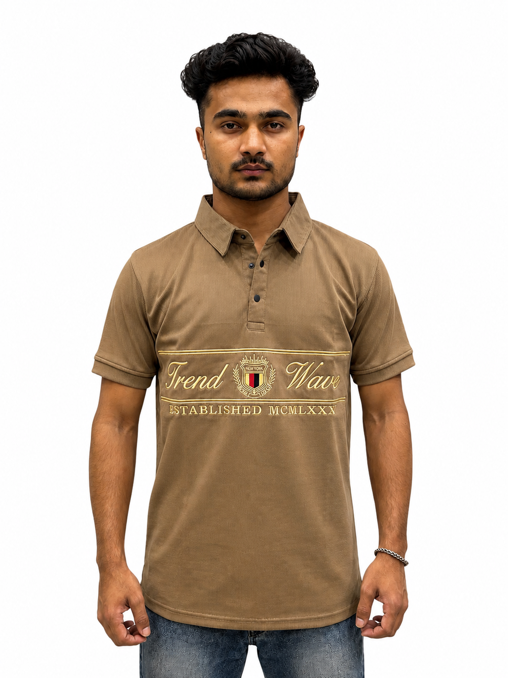 Ribbed Polo - Brown