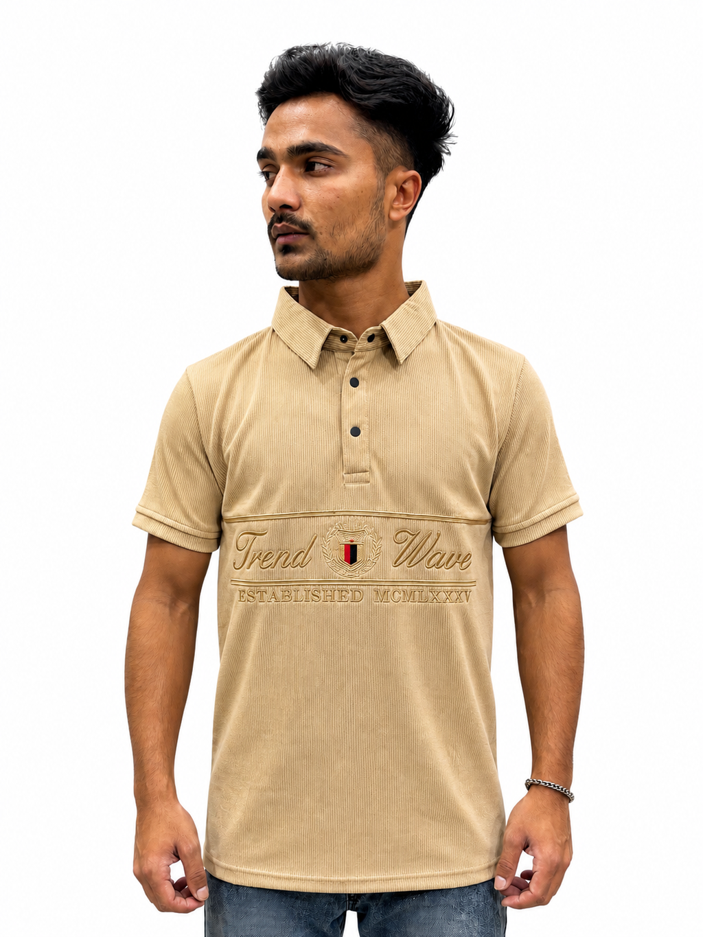 Ribbed Polo - Brown